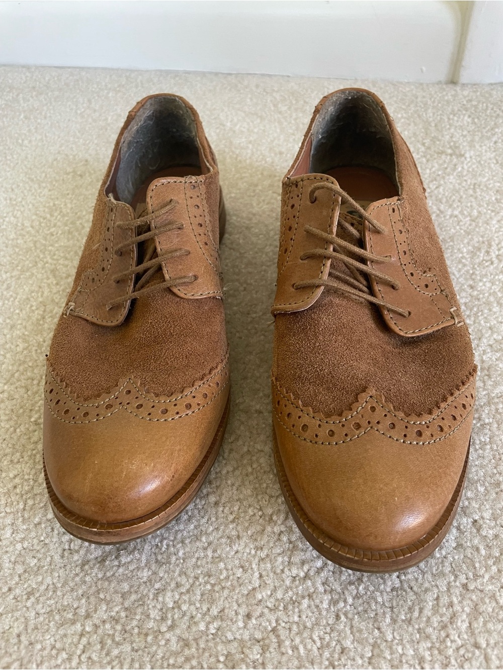 Pull&Bear Brown Leather Suede Wingtip Brogue Oxford Shoes Size EU 39 / US 8.5